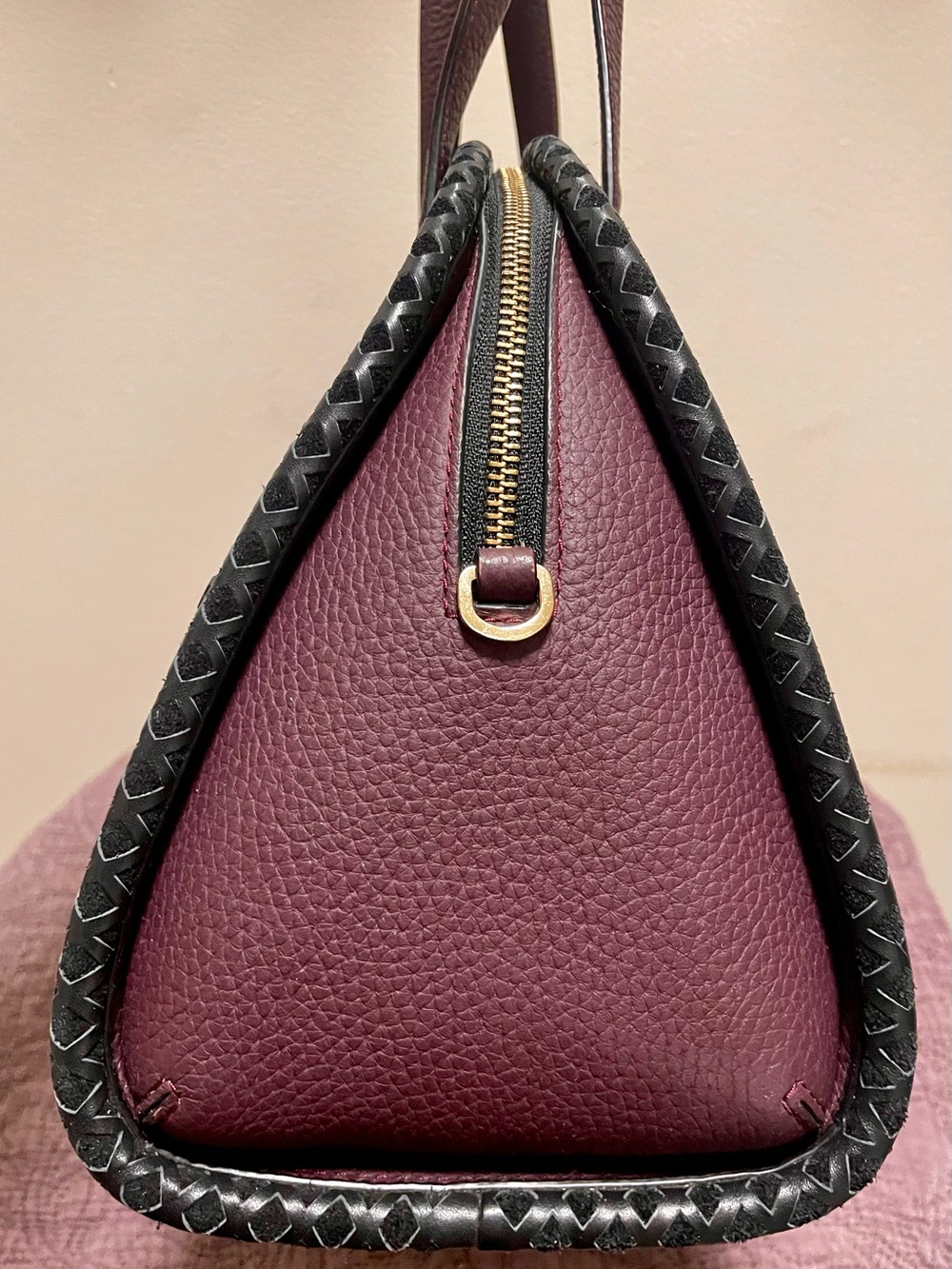 Kate Spade Anderson Way Reiley Embellished Leather Dome Satchel Bag Plum Berry - Picture 6 of 8